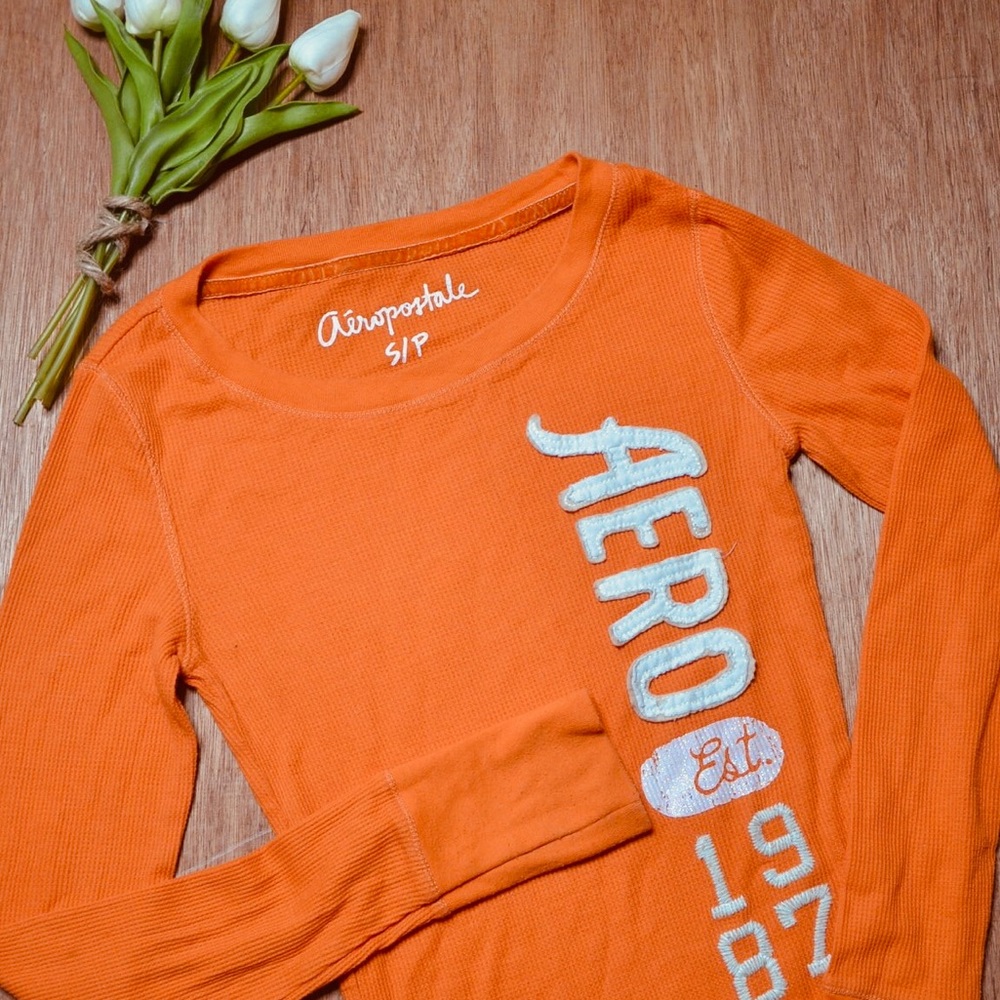 Aeropostale Classic Long Sleeve Waffle Shirt
